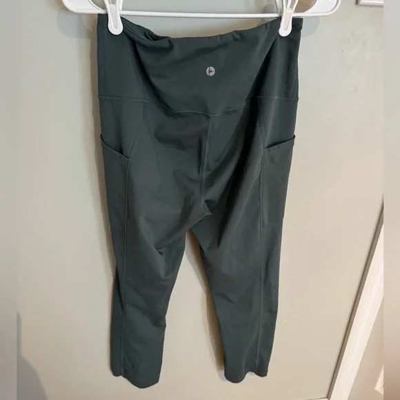 90 Degree Dark Green High-Waisted Leggings With Pockets- Size M - Picture 4 of 5